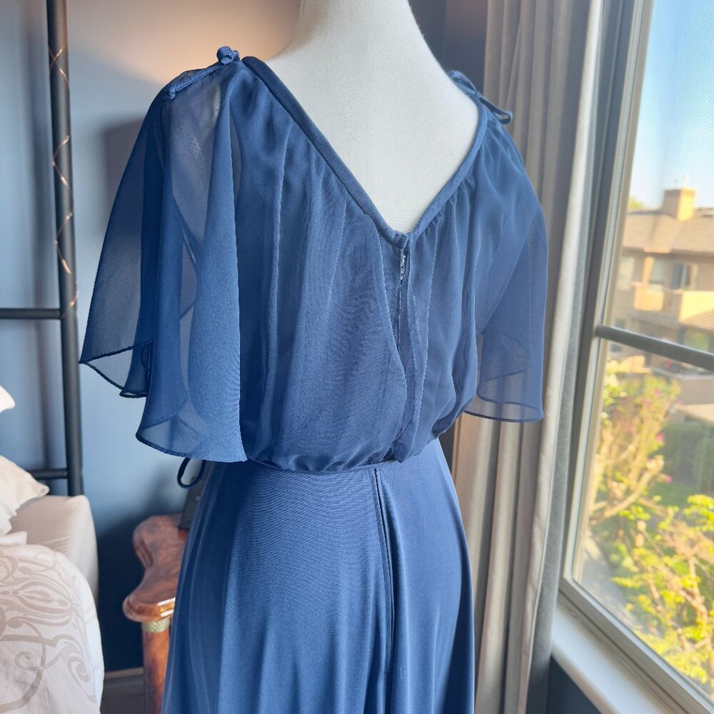 Vintage Navy Blue Chiffon Maxi Dress - Picture 9 of 14